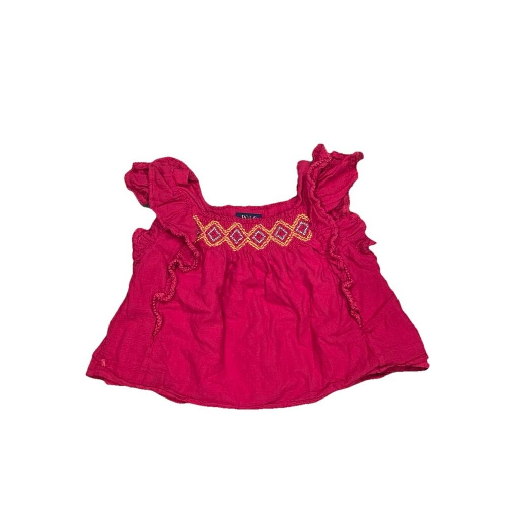 Ralph Lauren Childrenswear Girl's Pink Crotched Trim Gauze Top Size 10 A003807 - Picture 2 of 13